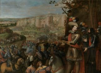 "Expugnación de Rheinfelden", por Vicente Carducho, 1634, Museo del Prado. Óleo que conmemora la liberación de esta ciudad suiza por los tercios al mando del duque de Feria.
