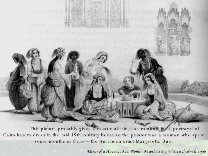Reunión de mujeres en un harén en El Cairo, en una litografía del siglo XIX.