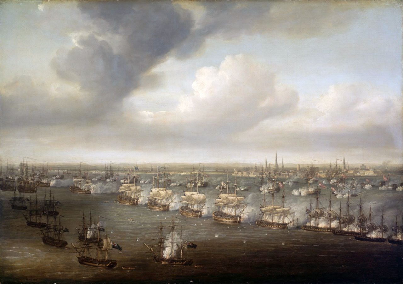 La batalla de Copenhague, en abril de 1801, por Nicholas Pocock.