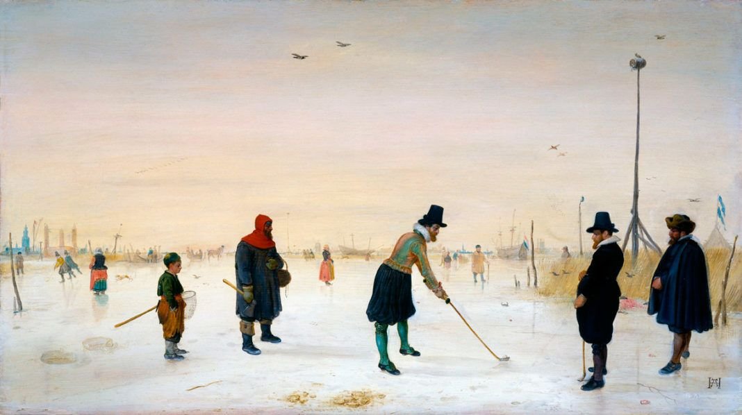 "Jugadores de kolf sobre el hielo", por Hendrick Avercamp, h. 1625, durante la pequeña edad de hielo.