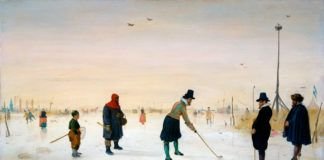 "Jugadores de kolf sobre el hielo", por Hendrick Avercamp, h. 1625, durante la pequeña edad de hielo.