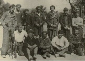 Integrantes de la "Brigada Lincoln", en el frente del Jarama, 1937.