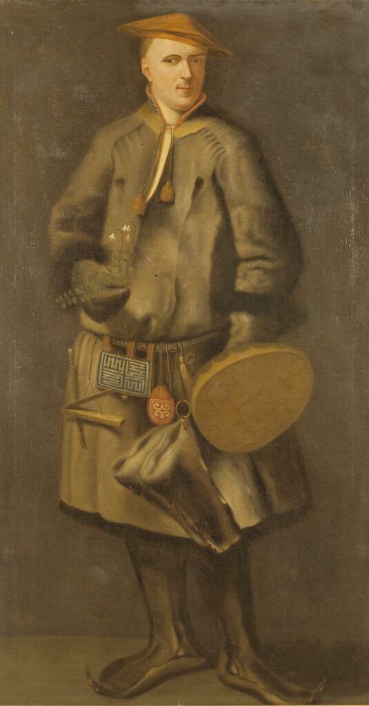 Linneo, con el traje que usaba para recolectar plantas en Laponia, por Martin Hoffman.