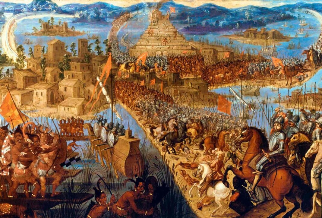 "La conquista de Tenochtitlan", anónimo, segunda mitad del siglo XVII.