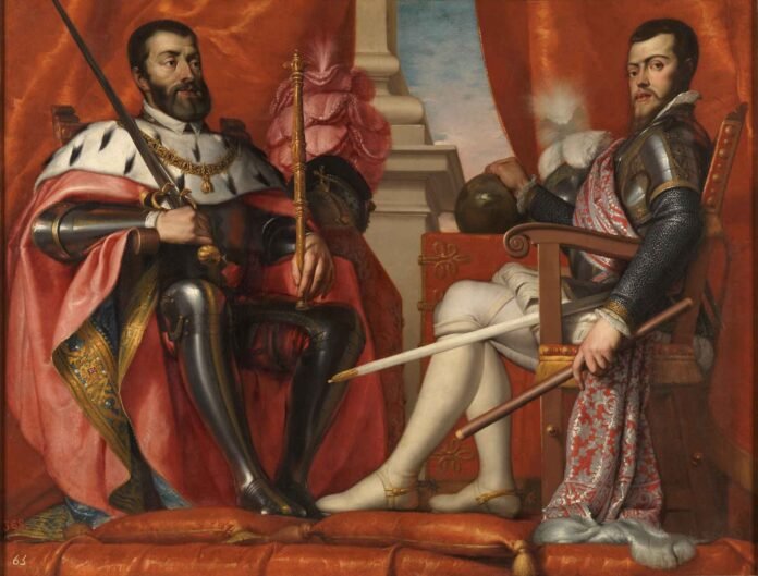 "Carlos V y Felipe II", por Antonio Arias Fernández, 1639-1640, Madrid, Museo del Prado.