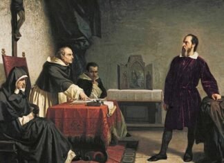 Galileo frente al tribunal de la Inquisición en Roma, por Cristiano Banti, 1857.