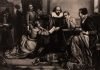 Shakespeare con su familia. A su derecha, su hijo Hamnet, fallecido a los once años.