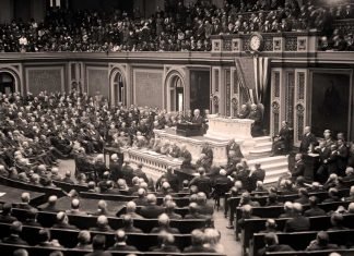 Woodrow Wilson solicita al Congreso de los Estados Unidos la DECLARACIÓN DE GUERRA A ALEMANIA, el 2 de abril de 1917.