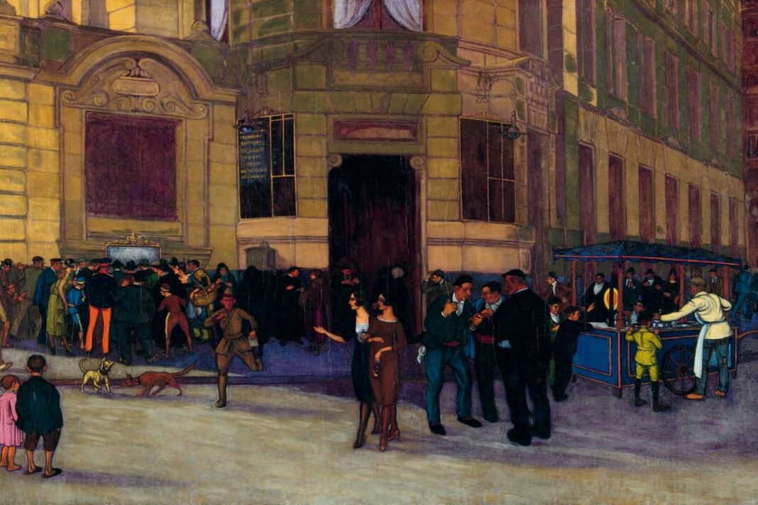 Frente al Banco de Vizcaya, por José Arrúe, 1920.