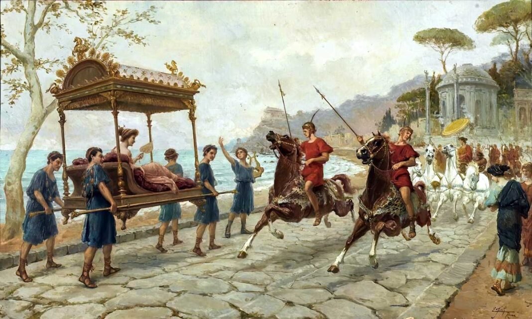 Recreación de un viaje a Pompeya, por E. Forti.