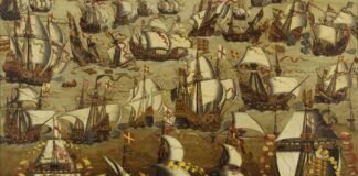 Los barcos ingleses y la Armada Invencible, agosto de 1588.