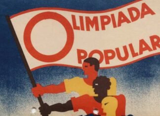 Cartel que anuncia la Olimpiada popular de Barcelona.